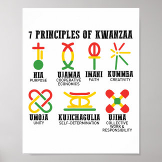 Sieben Prinzipien von Kwanzaa, einem stolzen Afroa Poster