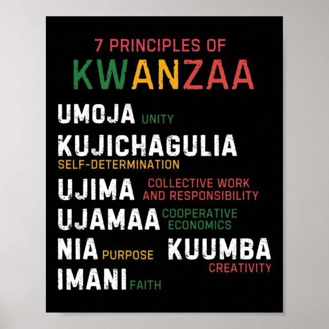 Sieben Prinzipien von Kwanzaa Happy Kwanzaa Poster (Vorne)