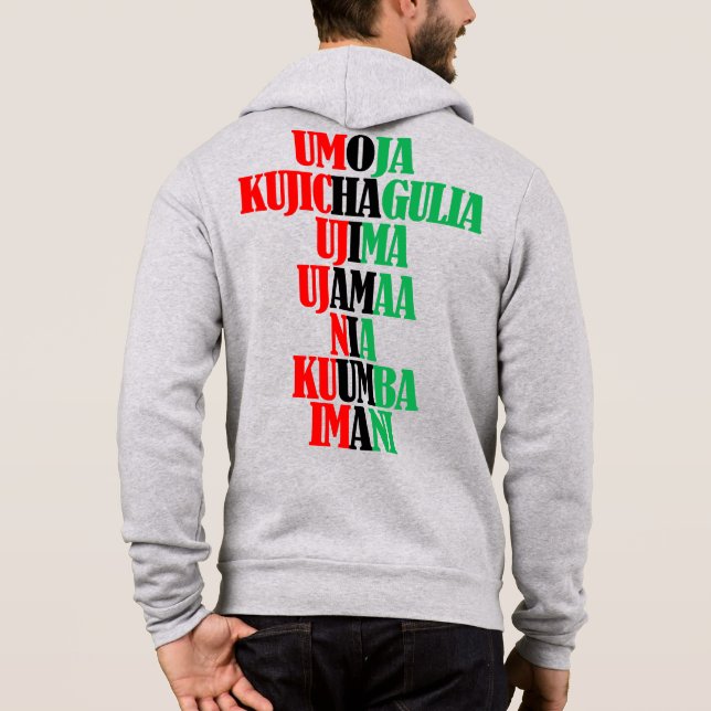 Sieben Prinzipien von Kwanzaa Kinara Colors Hoodie (Rückseite)