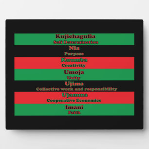 Sieben Prinzipien von Kwanzaa Rot Grün Schwarz Fotoplatte
