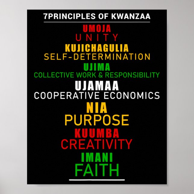 Sieben Prinzipien von Kwanzaa Weihnachten nach Ame Poster (Vorne)