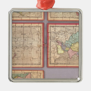 Sieben Puzzlespiel-Karten der Welt Ornament Aus Metall