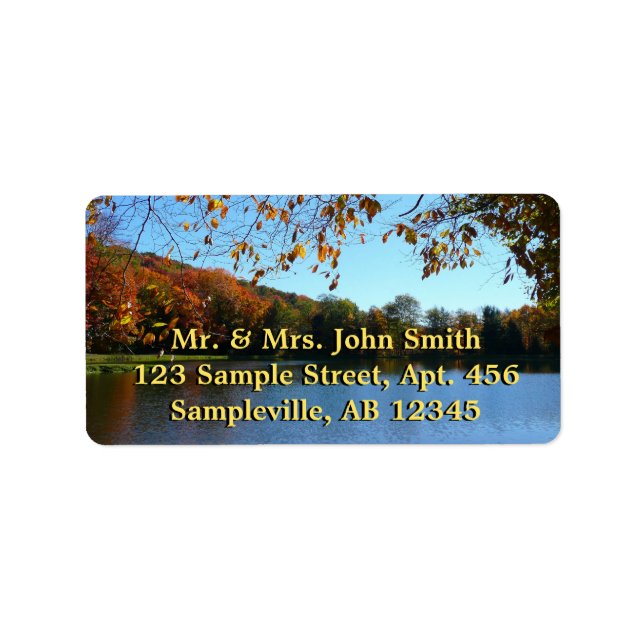 Sieben Quellen fallen Bäume und Teich Adressaufkleber (Vorne)