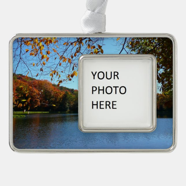 Sieben Quellen fallen Bäume und Teich Rahmen-Ornament Silber (Vorderseite)