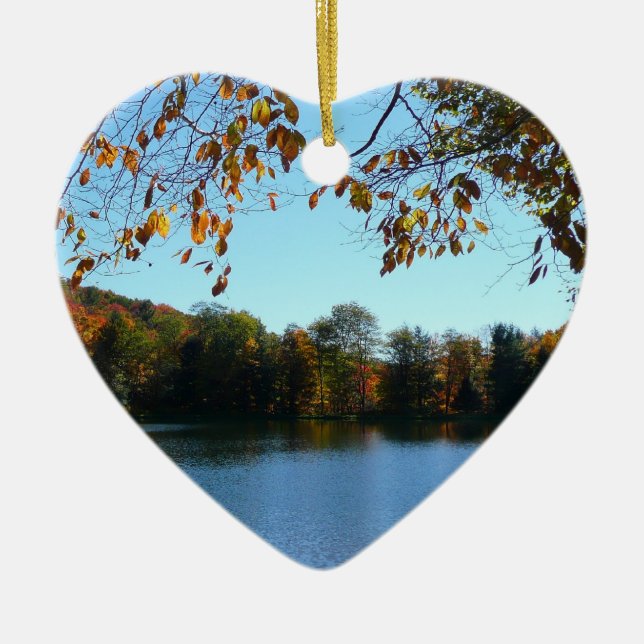 Sieben Quellen Herbstbäume und Teich Keramikornament (Vorne)