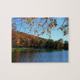 Sieben Quellen Herbstbäume und Teich Puzzle