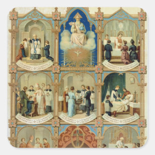Sieben Sacraments Quadratischer Aufkleber