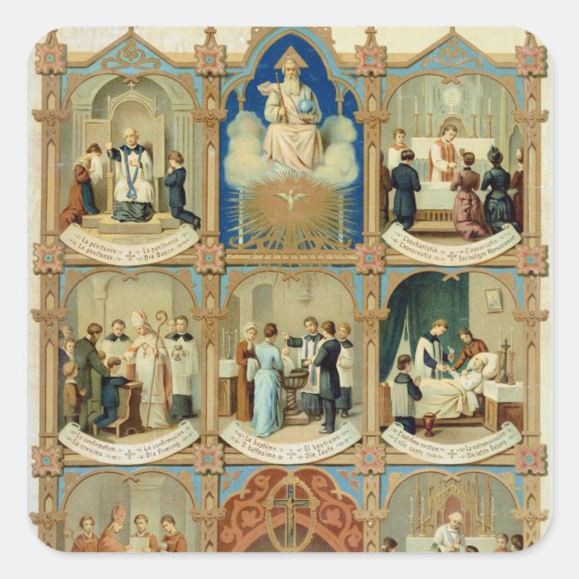 Sieben Sacraments Quadratischer Aufkleber (Vorderseite)
