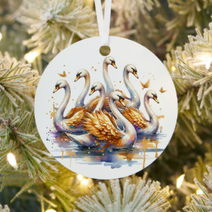 Sieben Schwäne a-schwimmen   Zwölf Tage Weihnachte Ornament Aus Metall
