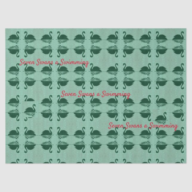 Sieben Schwäne ein schimmerndes Weihnachtsgebäck Seidenpapier (Vorderseite)