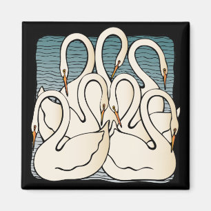 Sieben Schwäne eine Schwimmen Magnet