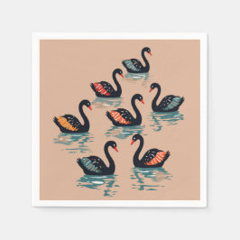 Sieben Schwäne im Stilstil 3 Serviette