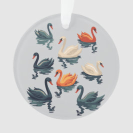Sieben Schwäne im Stilstil 5 Ornament
