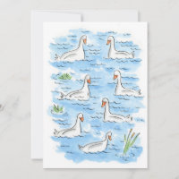 Sieben Schwäne schwimmen