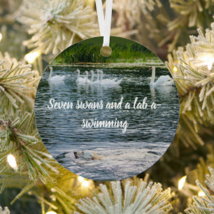 sieben Schwäne und ein Lab schwirren Ornament Aus Metall