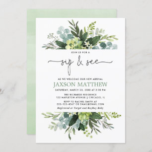 Sieben sehen Junge Dusche Geschlecht neutrale Euka Einladung