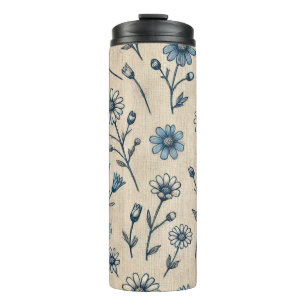 Sieben Sie den blutblauen, blauen, floralen Wärmes Thermosbecher
