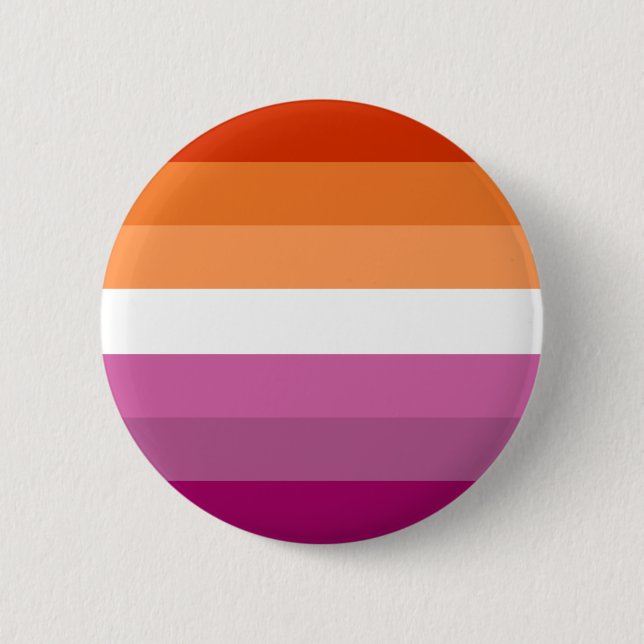 Sieben Streifen rosa orangefarbene Flagge für Lesb Button (Vorderseite)