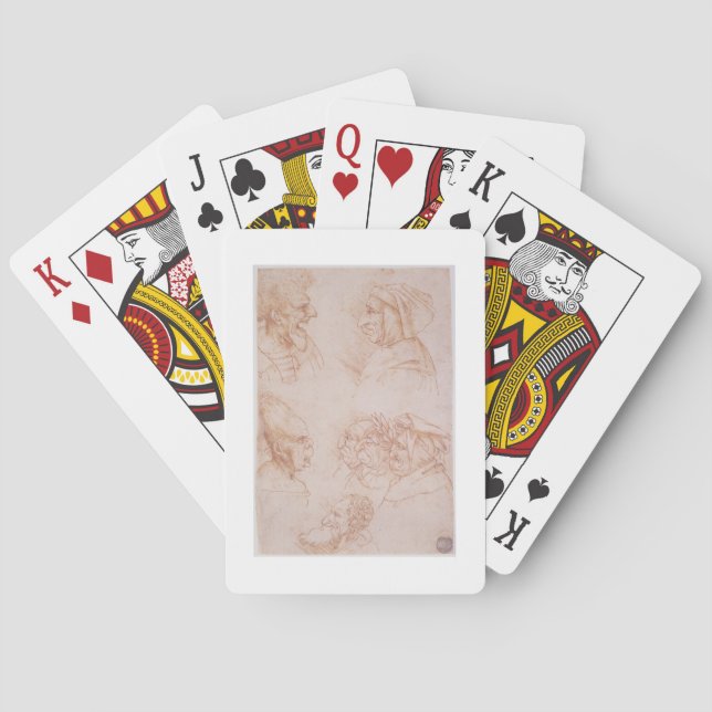 Sieben Studien der grotesken Gesichter (rote Spielkarten (Rückseite)