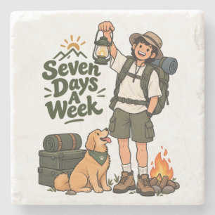 Sieben-Tage-die-Woche-Camping-Abenteuer-Design Steinuntersetzer