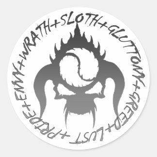 Sieben Todsünden Classic Round Sticker 20 Blatt