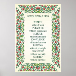Sieben Tote Sünden Wohlstand ohne Arbeit Vergnügen Poster