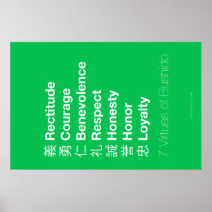 Sieben Tugenden des Bushido Poster