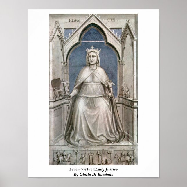 Sieben Tugenden: Lady Justice von Giotto Di Bondon Poster (Vorne)