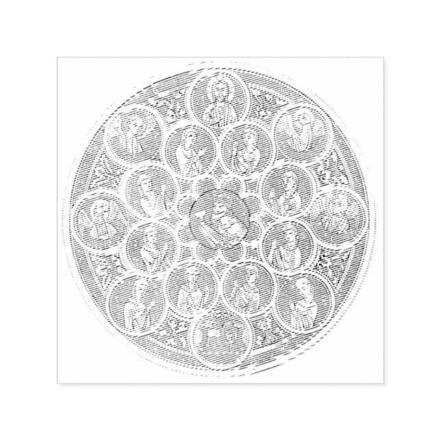 Sieben Tugenden und Jesus Christus Permastempel (Design)