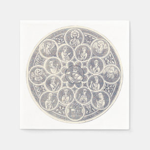 Sieben Tugenden und Jesus Christus Serviette