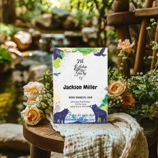 Sieben und rasend hoch 7. Geburtstagsseestand und  Einladung