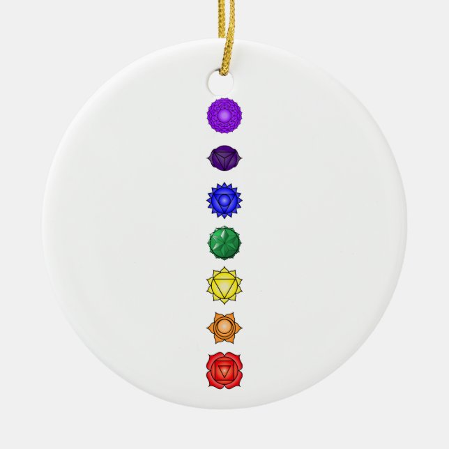 Sieben vertikale Chakras Keramikornament (Vorne)