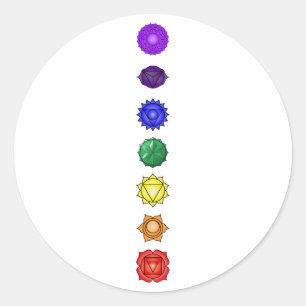 Sieben vertikale chakras runder aufkleber