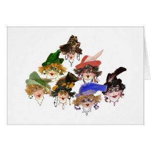 Sieben Whimsical Lady Friends Grußkarten