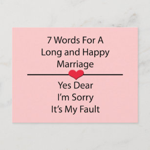 Sieben Worte für eine lange und glückliche Ehe Postkarte