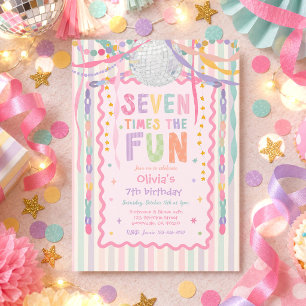 Siebenmal der Spaß Whimsical Mädchen 7. Geburtstag Einladung