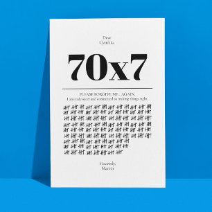 Siebenmal vergeben mir-Karte Ankündigung