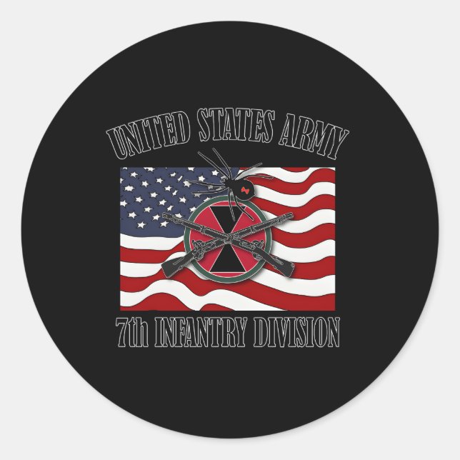 siebte Infanteriedivision Front Runder Aufkleber (Vorderseite)