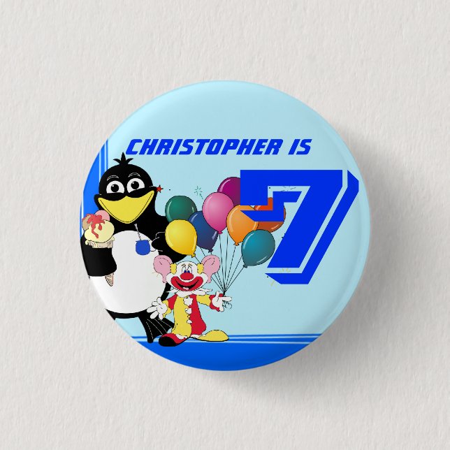 Siebter Geburtstag Button (Vorderseite)