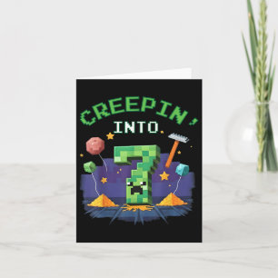 Siebter Geburtstag Gamer Pixel Creepin Into 7 Vide Karte