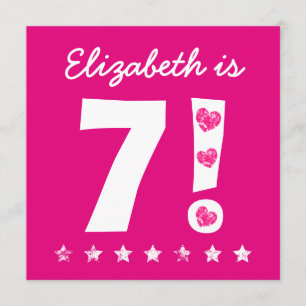 Siebter Geburtstag Individuelle Name Rosa für GIRL Einladung