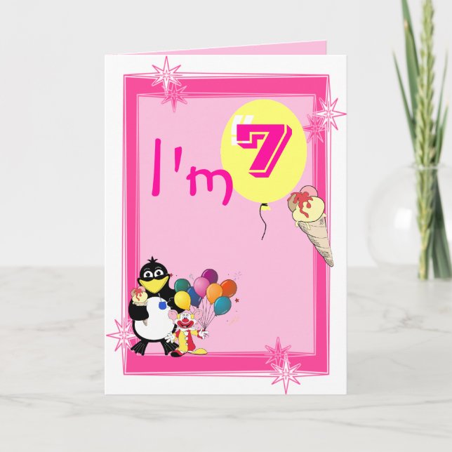 Siebter Geburtstag Karte (Vorderseite)