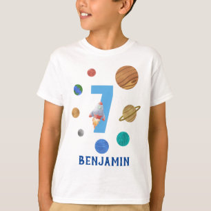 Siebter Geburtstag Sonnensystem Planeten T-Shirt