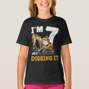 Siebter siebter Geburtstag Digger Boy Construction T-Shirt
