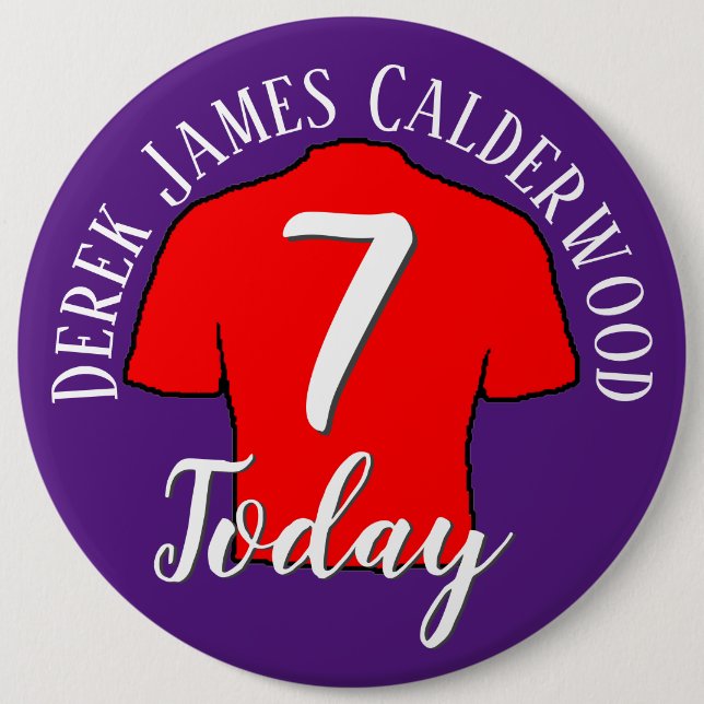 Siebtes Geburtstagsfußball-Abzeichen zur Personali Button (Vorderseite)