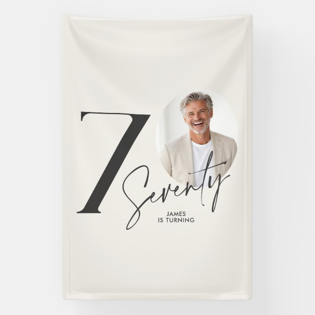 Siebzig 70. Geburtstag Foto Minimal Meilenstein Pa Banner (Vertikal)
