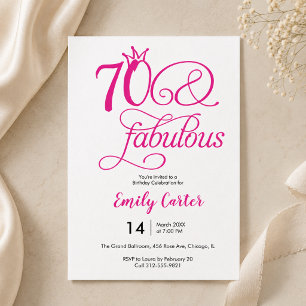 Siebzig & Fabulous Script Pink 70. Geburtstagsfeie Einladung
