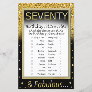 Siebzig Geburtstag dieses oder jenes Spiel