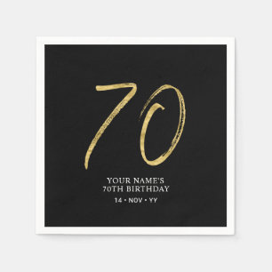 Siebzig Gold- und Schwarzschriftzug 70. Geburtst Serviette