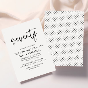 siebzig   Moderne 70. Schwarz & Weiß Geburtstagspa Einladung